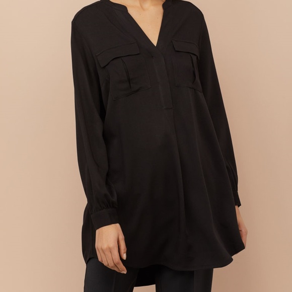 H&M | Tops | Vneck Viscose Tunic Black Dress H M Size 2 | Poshmark